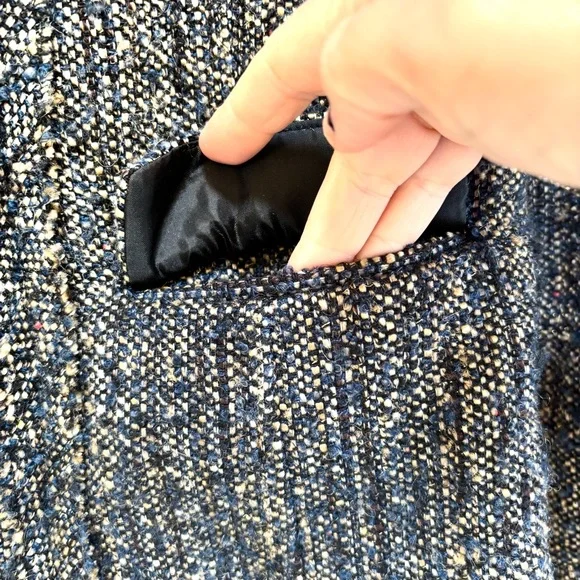 Willi Smith Black Cream Blue Tweed Size Large fits like Small Wool Blend Blazer - Picture 6 of 12